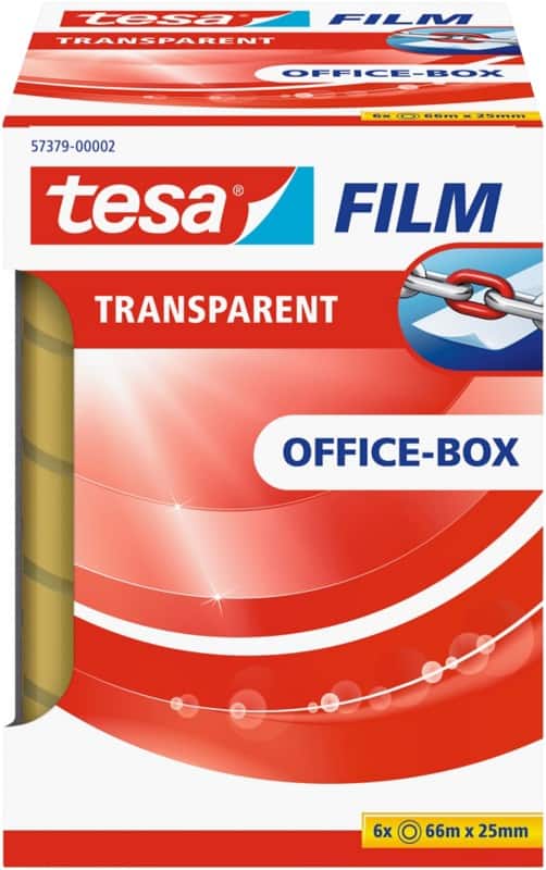 tesa Klebeband tesafilm Office-Box 57379 Transparent 25 mm (B) x 66 m (L) PP (Polypropylen) Niedrige Lautstärke  6 Rollen