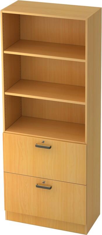 Hammerbacher Future Melaminharzbeschichtete Spanplatte Aktenschrank 2 Fachböden 800 x 420 x 2.004 mm Braun Buche