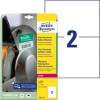 AVERY Zweckform Ultra-Resistent Etiketten L7916-10 Selbsthaftend DIN A4 Weiß 210 x 148 mm 10 Blatt à 2 Etiketten