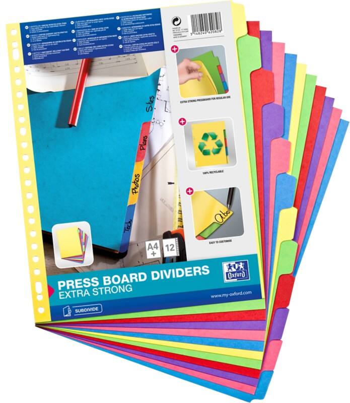 OXFORD Nature Future Blanko Register DIN A4 Farbig sortiert 12-teilig Pappkarton 22 Löcher