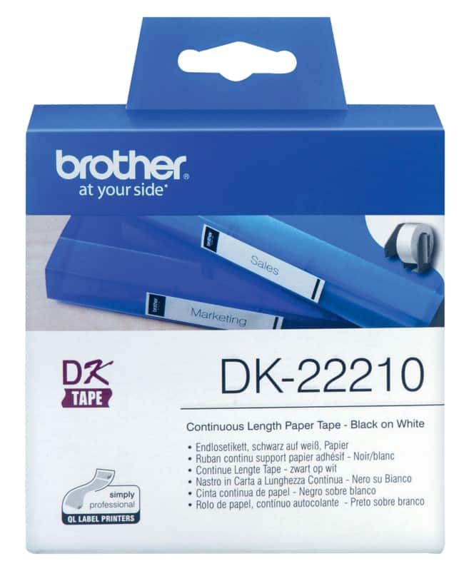 Brother QL Beschriftungsband Authentisch DK-22210 DK-22210 Selbsthaftend Schwarz auf Weiß 29 x 29 mm