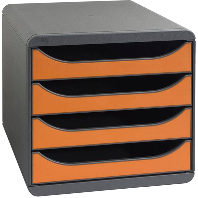 Exacompta Schubladeneinheit PS (Polystyrol) Orange, Schwarz 4 Schübe 27,8 x 34,7 x 26,7 cm