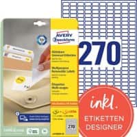 AVERY Zweckform L4730REV-25 Ablösbare Universaletiketten DIN A4 Weiß 17,8 x 10 mm 30 Blatt à 270 Etiketten