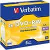 Verbatim DVD+RW Jewelcase Silber 4x 4.7 GB 5 Stück