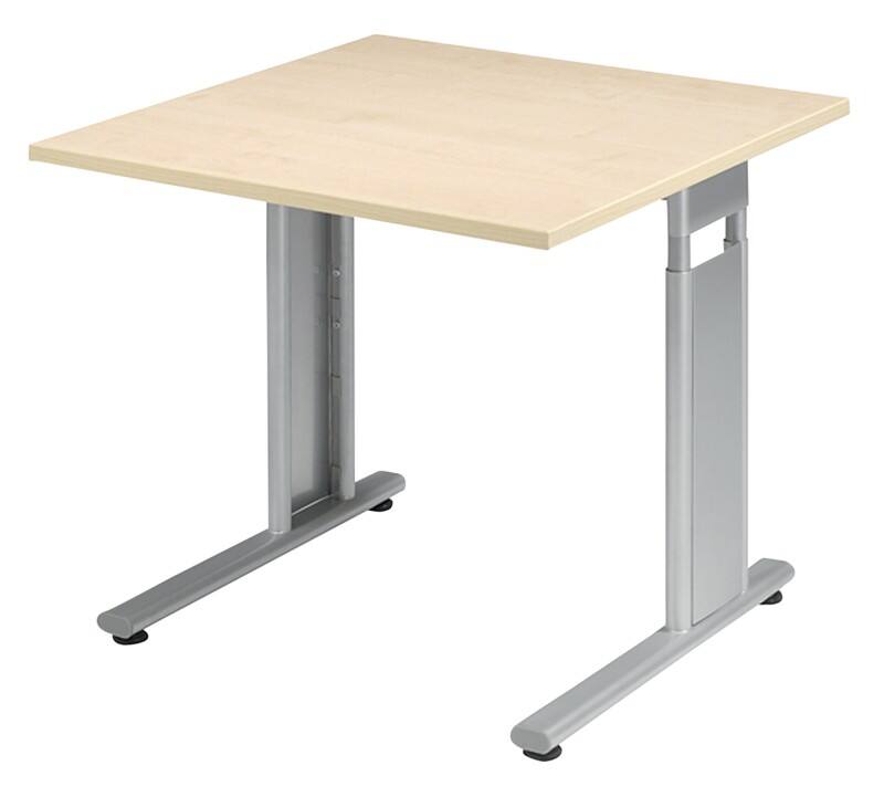 Geramöbel Speed Office Höhenverstellbar Schreibtisch Rechteckig Ahorn C-Fuß 800 (B) x 800 (T) x 820 (H) mm MFC (Melaminbeschichtete Spanplatte), Stahl