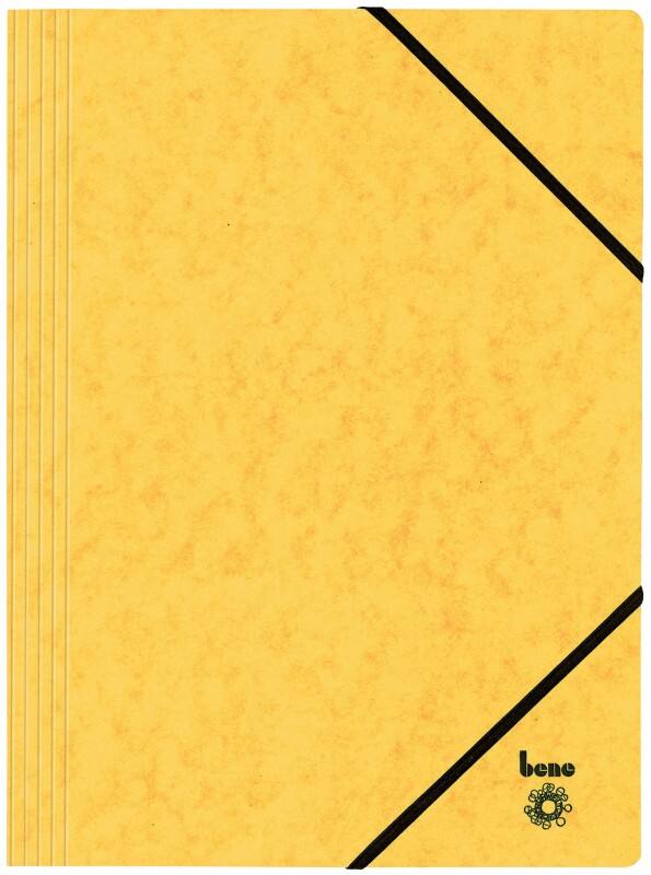 Bene Dreiflügelmappe Vario DIN A4 Gelb Karton mit Gummizug-Verschluss 24,5 x 32 cm