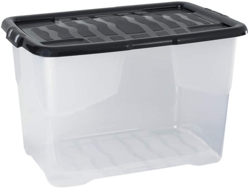Kunststoff Archivbox 65 L Schwarz, Transparent 60 x 40 x 37 cm