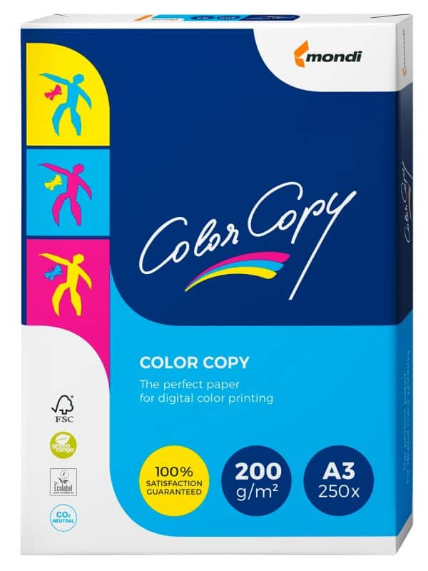 Mondi Color Copy DIN A3 Druckerpapier Weiß 200 g/m² Glatt 250 Blatt