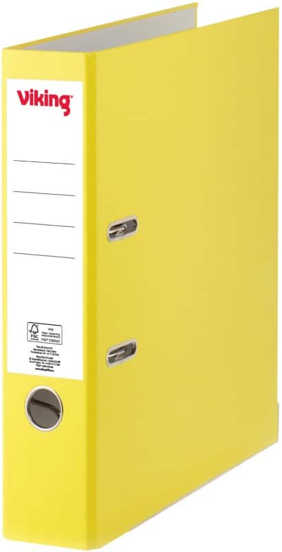 Viking Premium Ordner Breit DIN A4 75 mm Gelb 2 Ringe Kunststoff Matt Hochformat