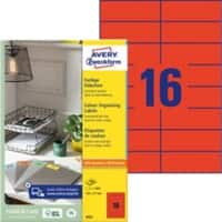 AVERY Zweckform Universaletiketten 3452 Ja DIN A4 Rot 105 x 37 mm 100 Blatt à 16 Etiketten