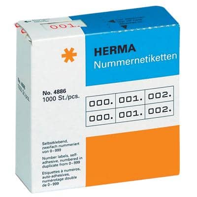HERMA 4886 Nummernetiketten 0-999 Doppelt Selbstklebend Rot 10 x 22 mm Rechteckig 2000 Etiketten pro Packung