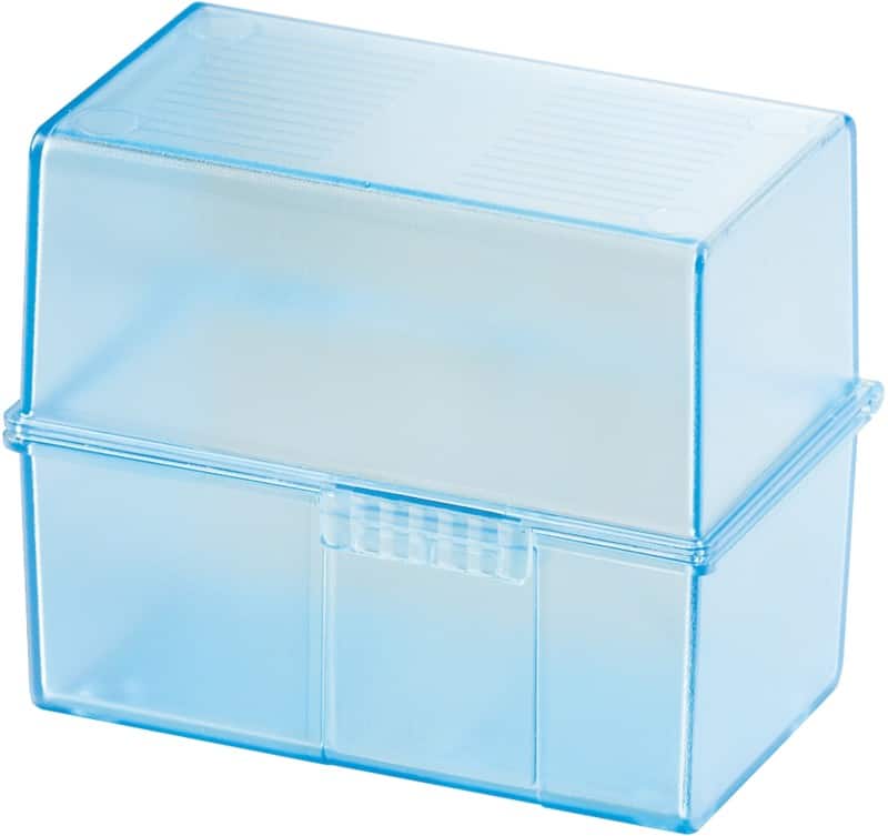 HAN Karteikartenbox DIN A7 PS (Polystyrol), Stahl 300 Karten Blau, Transparent