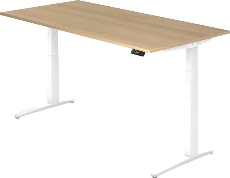 Hammerbacher XBHM VXBHM Elektrisch Höhenverstellbar Sitz-Stehschreibtisch Rechteckig Eiche C-Fuß 2.000 (B) x 1.000 (T) x 1.290 (H) mm Spanplatte, Stahl, Aluminium