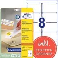 AVERY Zweckform L4745REV-25 Wiederablösbare Universal-Etiketten DIN A4 Weiß 96 x 63,5 mm 30 Blatt à 8 Etiketten