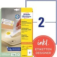 AVERY Zweckform L4734REV-25 Ablösbare Universaletiketten DIN A4 Weiß 199,6 x 143,5 mm 30 Blatt à 2 Etiketten