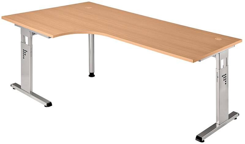 Hammerbacher O-Serie VOS Höhenverstellbar Eckschreibtisch Freiform Buche C-Fuß 2.000 (B) x 1.200 (T) x 850 (H) mm Spanplatte, Stahl