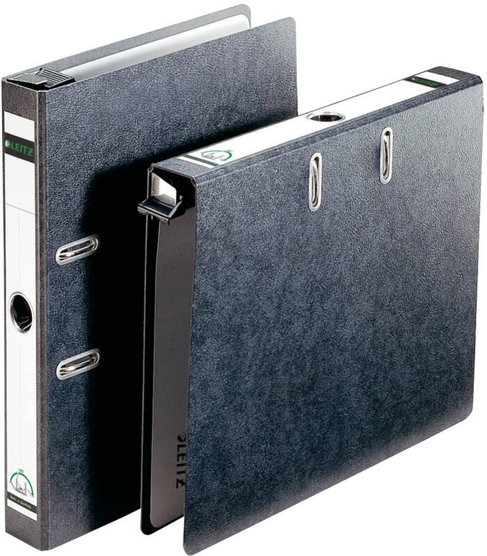 Leitz 180° Schmal Hängeordner DIN A4 50 mm Schwarz 2 Ringe 1822 Hartpappe Wolkenmarmor Hochformat Recycled