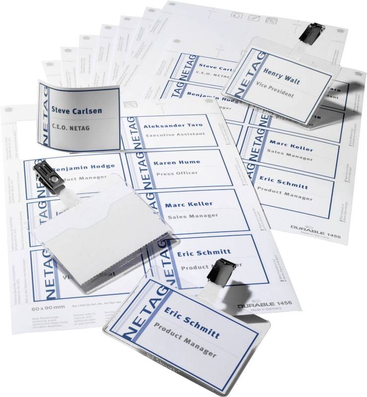 DURABLE Namensschilder Clip 9 x 6 cm Kunststoff, Metall 20 Stück