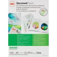 GBC Document Laminierfolien DIN A3 Glänzend 175 Mikron (2 x 175) Transparent 100 Stück