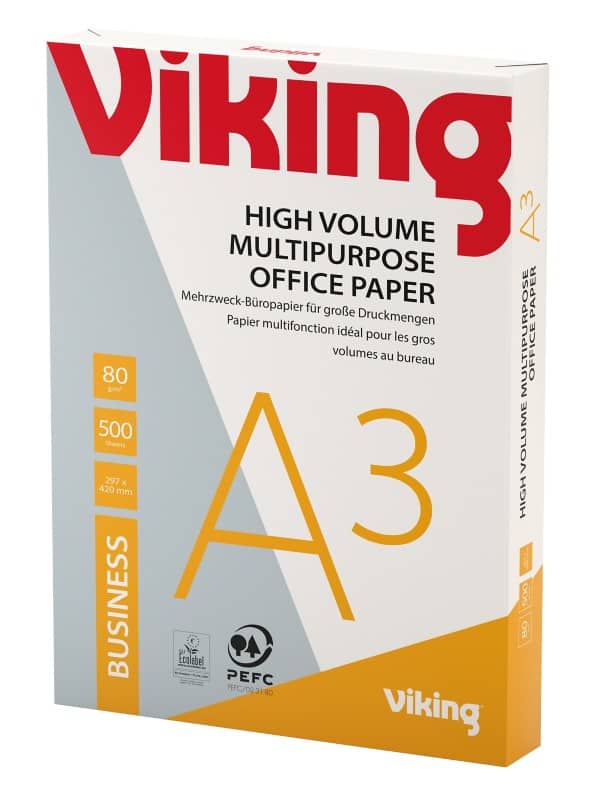 Viking Business DIN A3 Druckerpapier 80 g/m² Glatt Weiß 161 CIE 500 Blatt