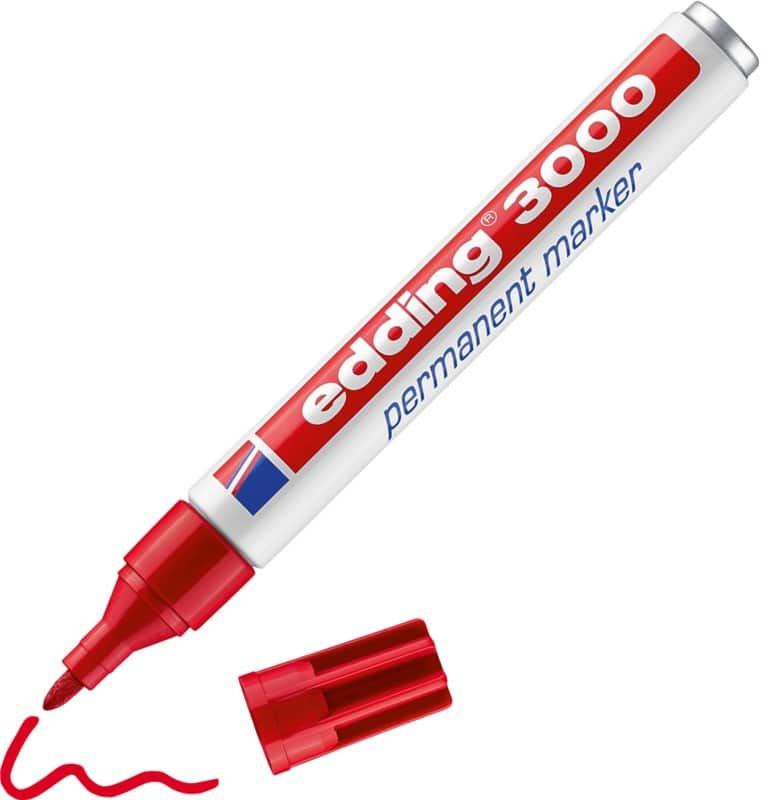 edding 3000 Permanentmarker Mittel Rundspitze 1,5 - 3 mm Rot Nachfüllbar Wasserbeständig