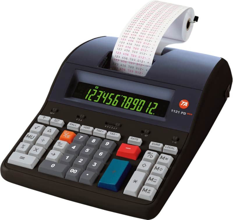 Triumph-Adler Druckender Tischrechner mit Rolle 1121 PD Eco 12-stelliges Display Blau, Rot