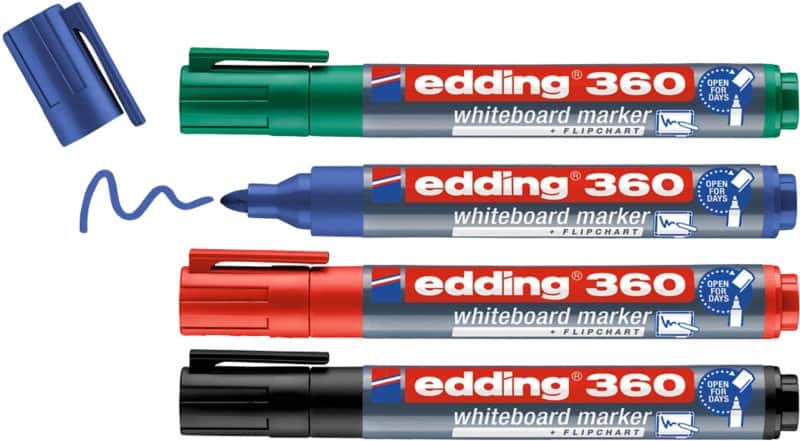 edding 360 Non-permanent Whiteboard-Marker Farbig sortiert Mittel Rundspitze 1,5 - 3 mm  4 Stück