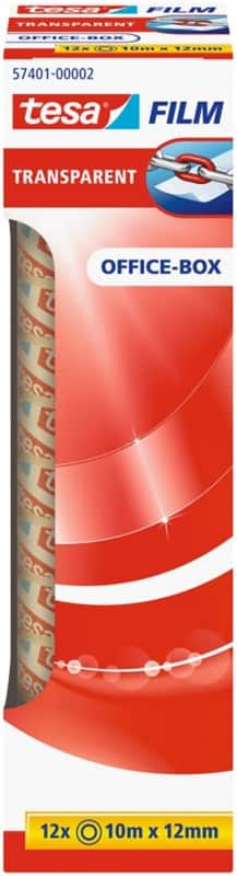tesa Klebeband tesafilm Office-Box 57401 Transparent 12 mm (B) x 10 m (L) PP (Polypropylen)  12 Rollen
