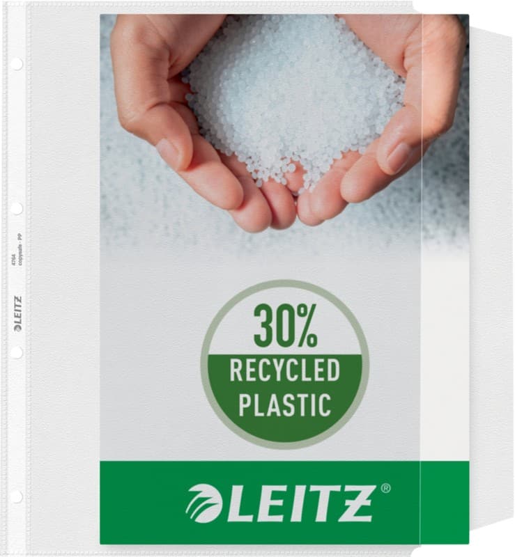 Leitz Prospekthüllen  DIN A4 Genarbt Transparent 12 Mikron PP (Polypropylen) Öffnung rechts 4 Löcher 474 50 Stück