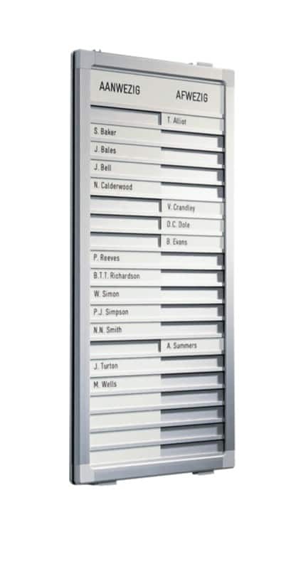 Legamaster PROFESSIONAL Anwesenheitstafel 26 (B) x 31 (H) cm Aluminium, Kunststoff Silber 10 Mitarbeiter