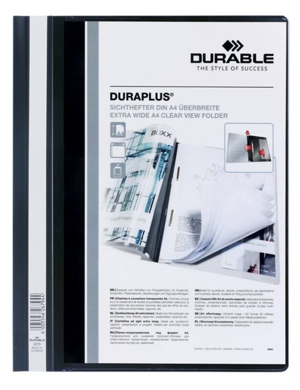 DURABLE Duraplus Schnellhefter 257901 DIN A4+ PVC (Polyvinylchlorid) 24 (B) x 31,1 (H) cm Schwarz