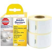 AVERY Zweckform AS0722370 Adressetiketten Selbsthaftend Schwarz auf Weiß 28 (B) x 89 (H) mm 2 Rollen à 130 Etiketten