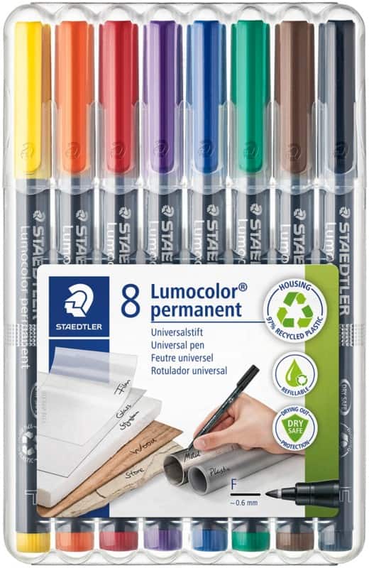 STAEDTLER Lumocolor 318 OHP-Marker Fein Rundspitze 0,6 mm Farbig sortiert Nachfüllbar 8 Stück