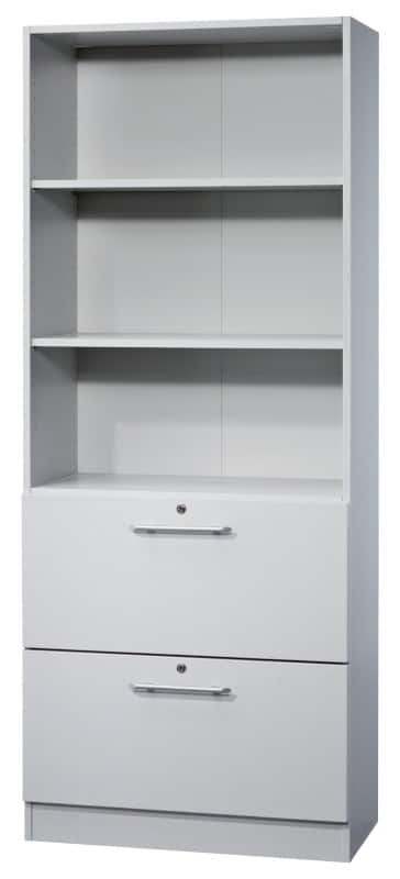 Hammerbacher Melaminharzbeschichtete Spanplatte Schrank 2 Fachböden 800 x 420 x 2.004 mm Grau