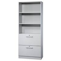 Hammerbacher Melaminharzbeschichtete Spanplatte Schrank 2 Fachböden 800 x 420 x 2.004 mm Grau