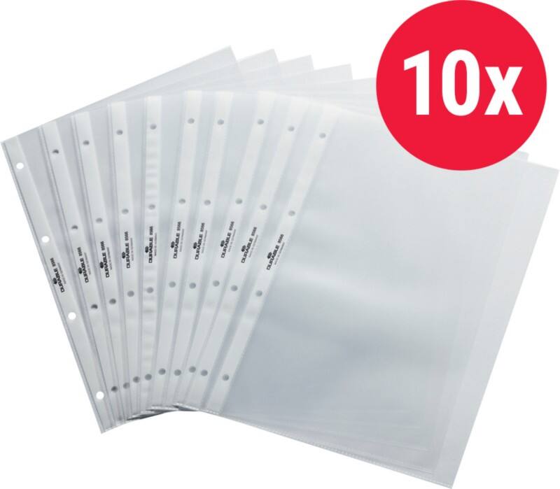 DURABLE ClearView Prospekthüllen  DIN A4 Glatt Transparent 120 Mikron PP (Polypropylen) Öffnung oben DB88204 10 Stück
