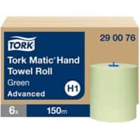 Tork Matic Advanced  Falthandtücher H1 Gerollt Grün 2-lagig 150 m 290076 6 Rollen à 150 m 