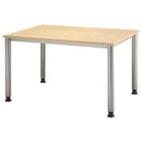 Hammerbacher Matrix Schreibtisch Rechteckig Braun, Silber Ahorn 4 Füße 1.200 (B) x 800 (T) x 810 (H) mm Aluminium, Holz, Kunststoff, Spanplatte