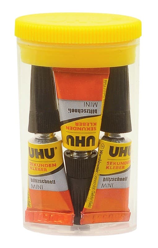 UHU blitzschnell MINIS Sekundenkleber Permanent Flüssig Transparent Flüssig 3 Stück à 1 g