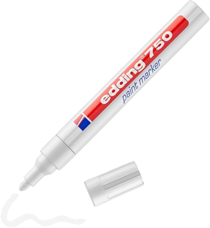 edding 750 Permanent Lackmarker Weiß Mittel Rundspitze 2 - 4 mm  Wasserbeständig