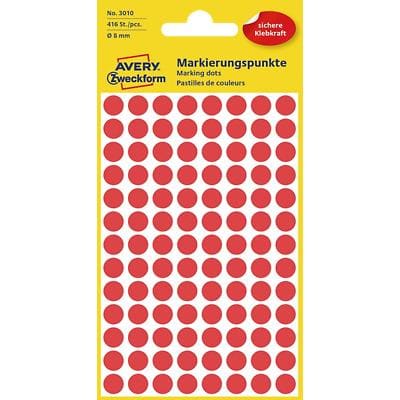 AVERY Zweckform 3010 Sticker Rot 4 Blatt à 104 Etiketten