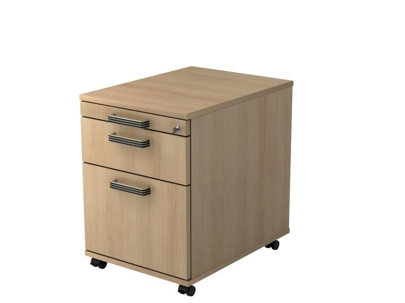 Hammerbacher Rollcontainer 2 Schübe abschließbar 428 x 580 x 590 mm Eiche