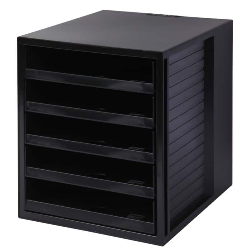 HAN Schubladenbox Kunststoff Schwarz 5 Schübe 27,5 x 33 x 32 cm DIN A4