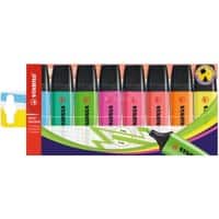 STABILO Boss Original Textmarker Farbig sortiert Breit Keilspitze 2-5 mm Nachfüllbar 8 Stück