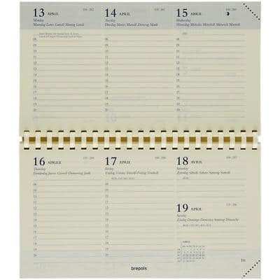 Brepols Terminkalender Nachfüllung 2025 DIN A6 1 Woche / 2 Seiten Deutsch, Englisch, Französisch, Italienisch, Niederländisch, Spanisch Creme