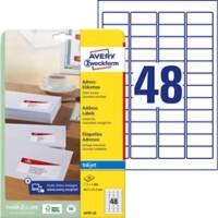 AVERY Zweckform Laser Adressetiketten J4791-25 Selbsthaftend DIN A4 Weiß 45,7 x 21,2 mm 25 Blatt à 48 Etiketten