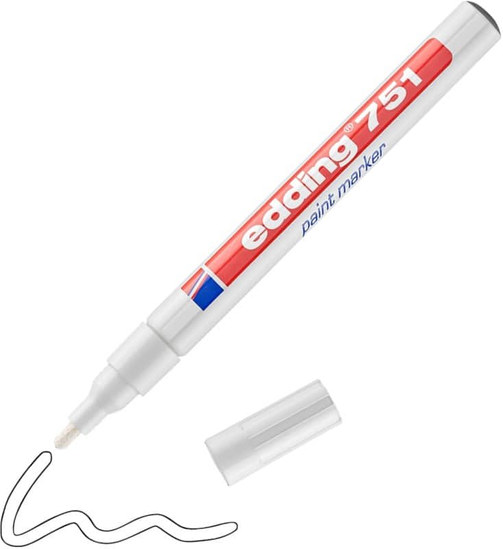 edding 751 Permanent Lackmarker Weiß Fein Rundspitze 1 - 2 mm  Wasserbeständig