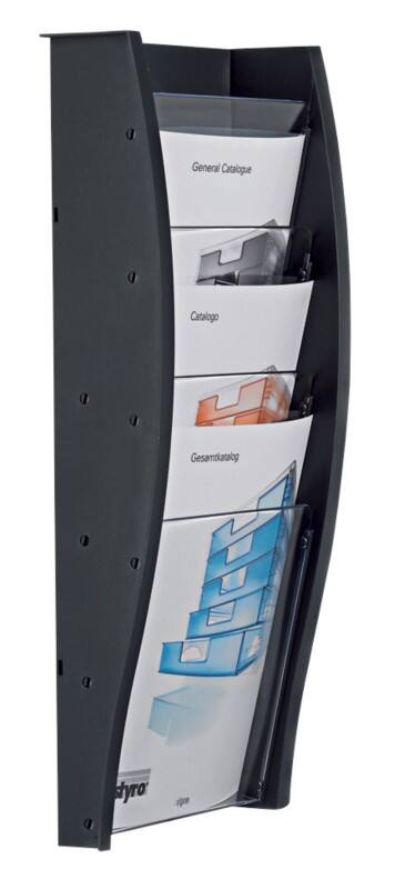 Styro styrodisplay DIN A4 Wandprospekthalter Wandmontiert Anthrazit 128-340.02921 26,2 x 10,4 x 57,7 cm