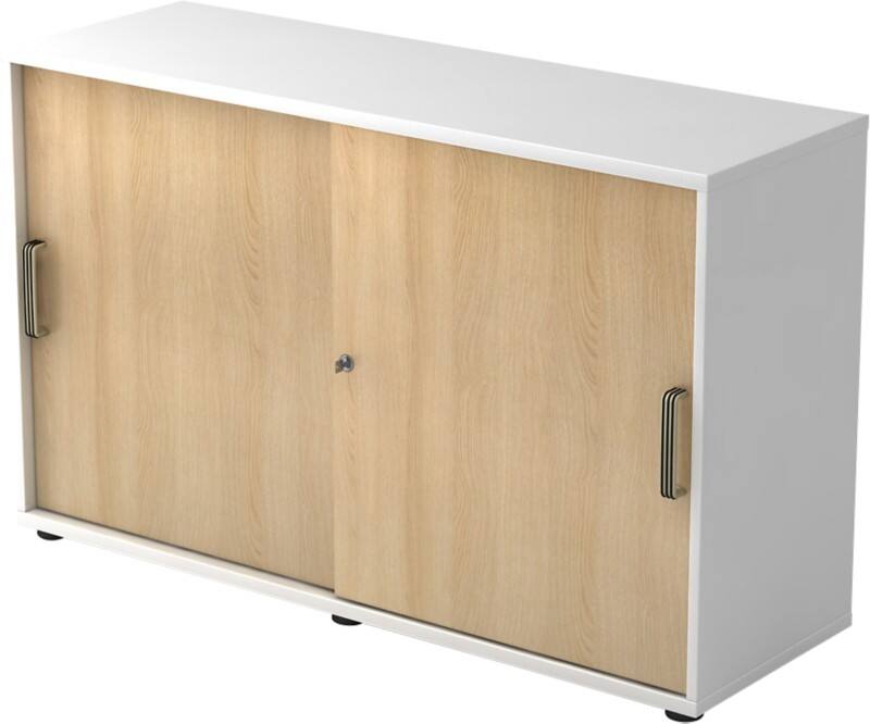 Hammerbacher Schiebetürenschrank Spanplatte 1 Fachboden abschließbar 1.200 x 400 x 748 mm Braun, Weiß