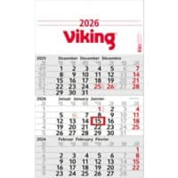 Viking Kalender 2025 3 Monate / 1 Seite Deutsch, Englisch, Französisch 30 (B) x 49 (H) cm Hellgrau  